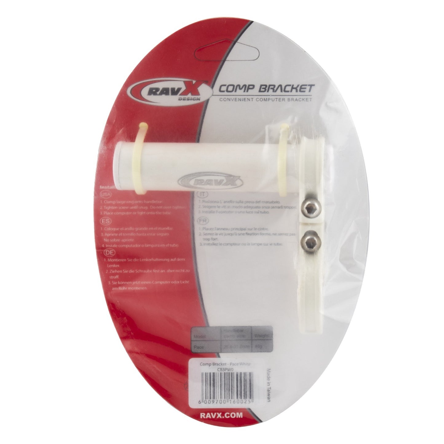 Bracket, RavX Pace Comp Bracket White Accessory Bracket
